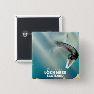 Loch Ness Scotland Monster Vintage Reiseplakat Button