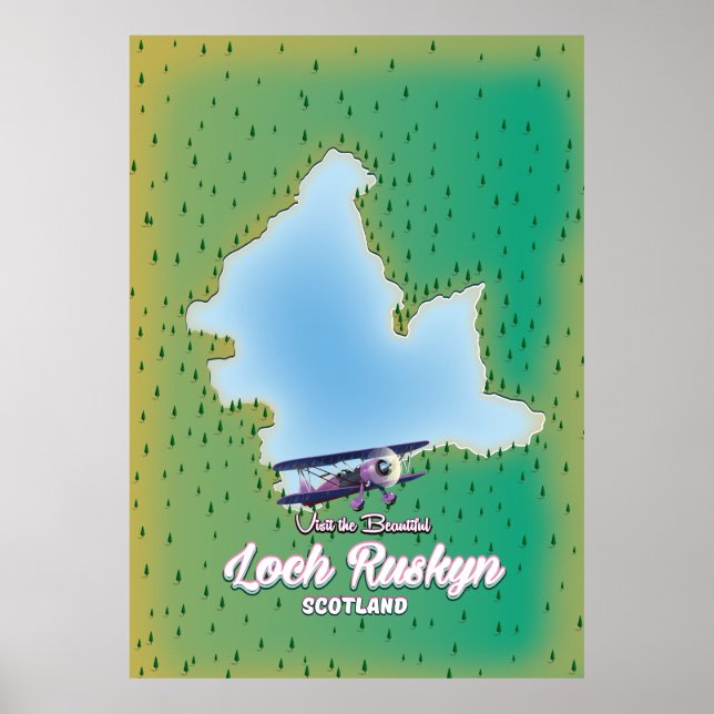 Loch Ruskyn Scotland map Poster (Vorne)