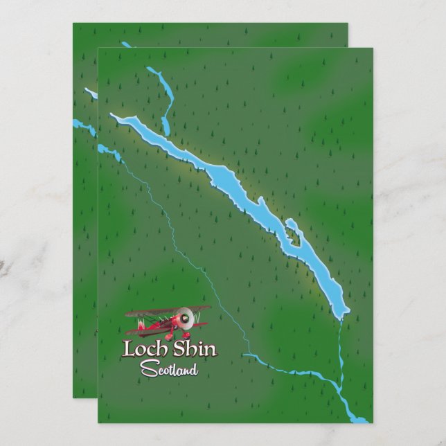 Loch Shin Scotland-Karte (Vorne/Hinten)