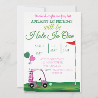 Loch und 1 Golf 1. Geburtstag Par-T Einladung