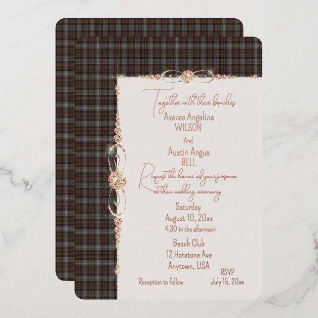 Lochaber Tartan Kariert Folieneinladung (Vorderseite/Rückseite)