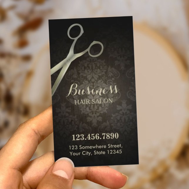 Lochkarte | Anitique Scissor Damask Hair Salon Treuekarte (Von Creator hochgeladen)