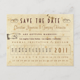 Lochkarte Save the Date - Vintage Farben
