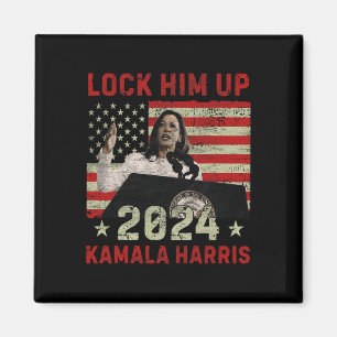Lock Ihm Up Kamala Harris 2024 US Flag Demokratisc Magnet