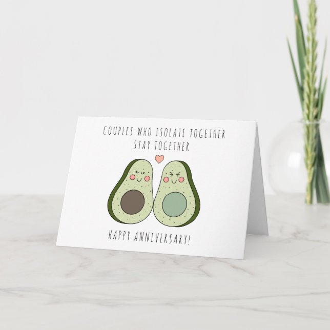Lockdown Wedding Anniversary Card - Avocado Karte (Vorderseite)
