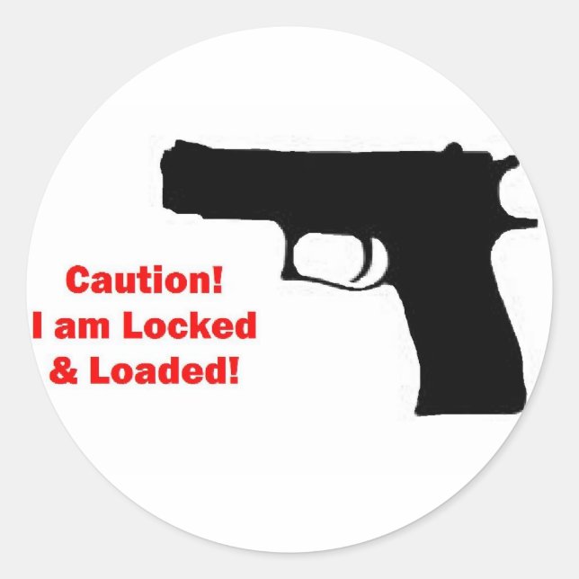 Locked und Loaded Runder Aufkleber (Vorderseite)