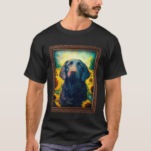 Lockenhaar-Retriever-Malerei Sonnenblume-Blume M T-Shirt