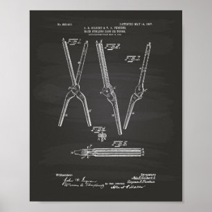 Lockenstab 1907 Patent Kunst Kreidetafel Poster