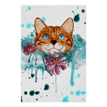 lockere Bengal Katze Wasserfarbenmalerei glänzende
