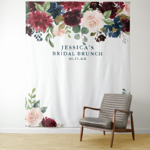 Lockere Burgunder Hintergrund Foto Booth Hochzeit Wandteppich