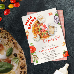Lockere Pizza-Biere und Windeln zu viele Babyparty Einladung