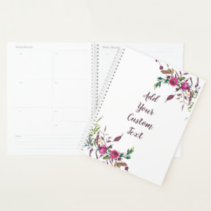 Lockere rosa Aquarellblumen individuell anpassbar Planer