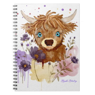 lockere Wasserfarbe Highland-Kuh Spiralnotizbuch Notizblock