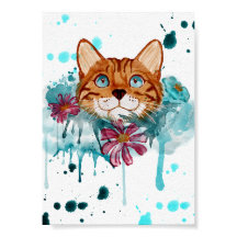 Lockere Wasserfarben-Bengalkatze