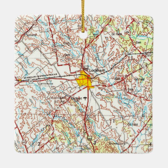 Lockhart TX Topo Map Keramikornament (Rückseite)