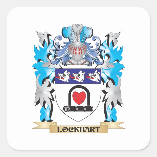 Lockhart-Wappen - Familienwappen Quadratischer Aufkleber (Vorderseite)