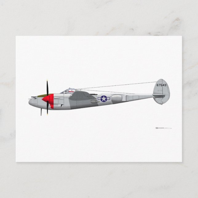 Lockheed P-38J Lightning Postkarte (Vorderseite)