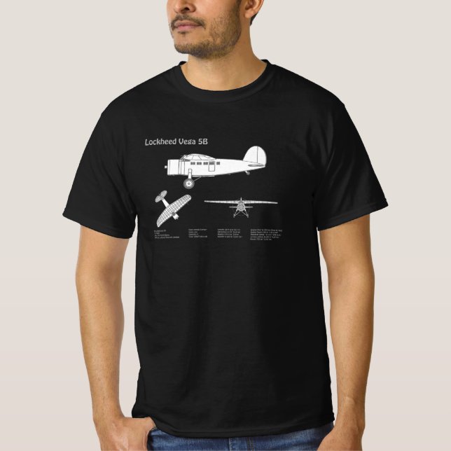 Lockheed Vega 5B - Flugzeugpläne ABD T-Shirt (Vorderseite)