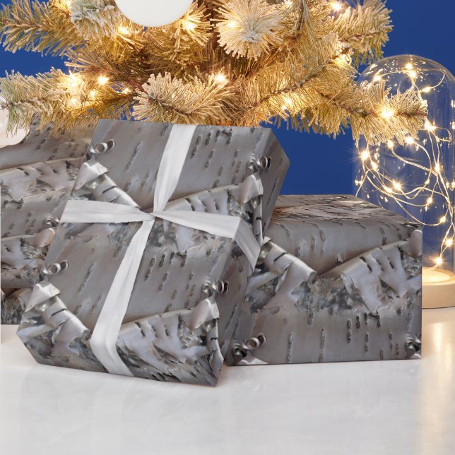 Lockige Birkenrinde Rustikal Geschenkpapier (Feiertage)
