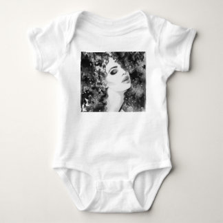 Lockige Grace: Mode Wasserfarbe Schönheit Baby Strampler