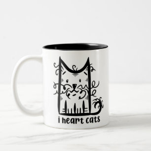 Lockige Haare Katzenchaos Ich Liebe Katzen Zweifarbige Tasse