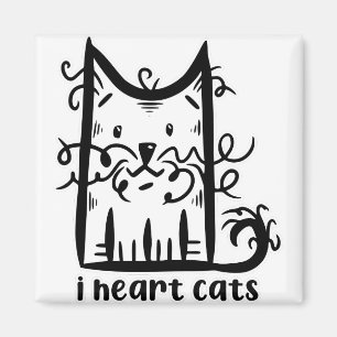 Lockige Haarmähne Katzenliebhaber Ich liebe Katzen Magnet