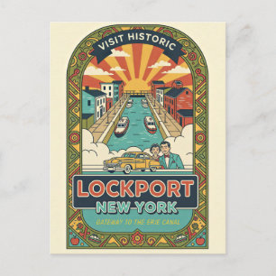 Lockport NY Retro-Reiseposter Postkarte