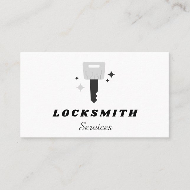 Locksmith Services Gray Key & Sparkle Classic Visitenkarte (Vorderseite)
