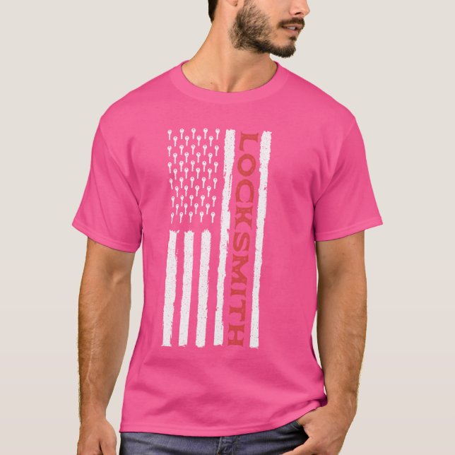 Locksmith USA Flag Locksmithing Lock Picking T-Shirt (Vorderseite)