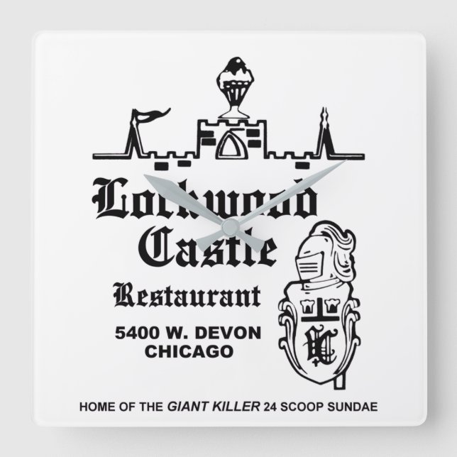Lockwood Castle Restaurant, Chicago, IL Quadratische Wanduhr (Vorderseite)