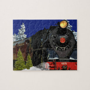 Locomotive/train moteur à vapeur dans le puzzle d'