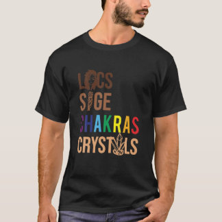 Locs Sage Chakras Crystals T-shirt Reine noire Loc