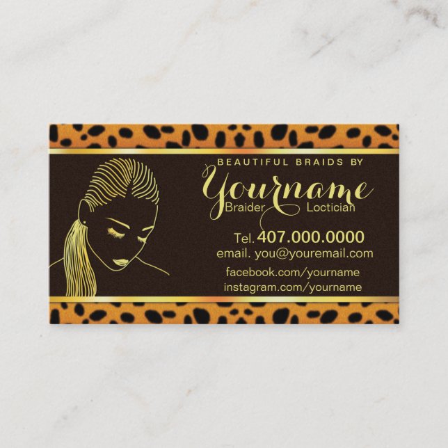 Locticician Hair Braider Salon Carte de visite (Devant)