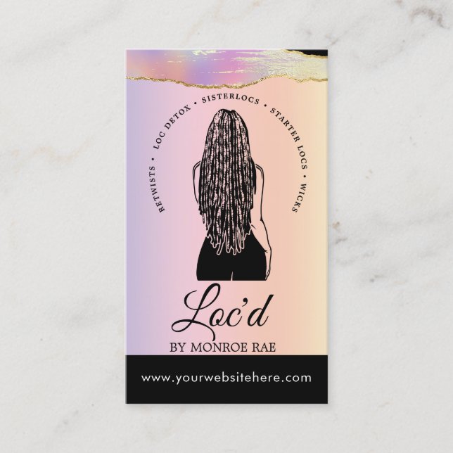 Loctitian & Loc Stylist Beauty Salon Rainbow Holo Visitenkarte (Vorderseite)