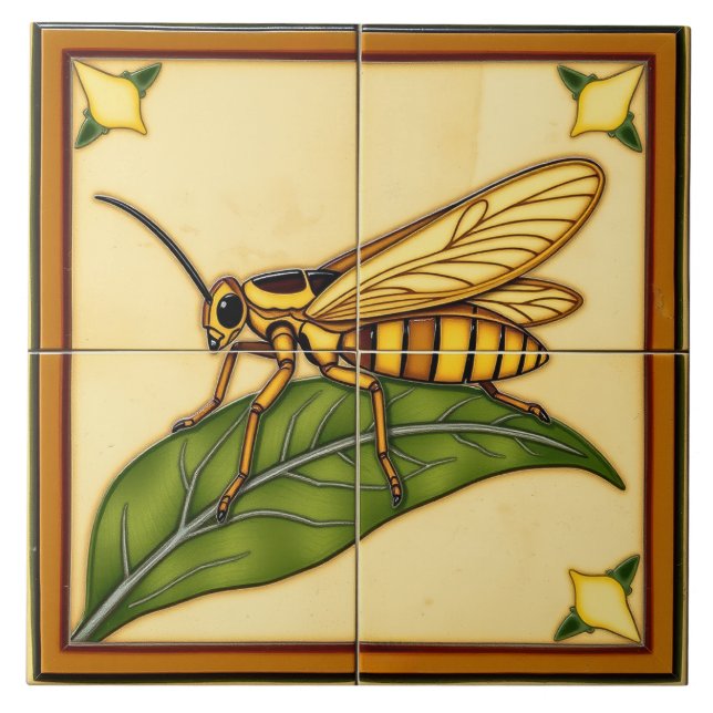 Locust - Kunsthandwerk Keramikfliese (Vorderseite)