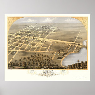 Loda, IL Panorama Karte - 1869 Poster