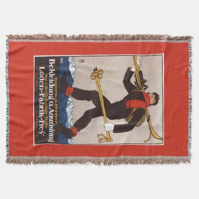 Loden Ski kleidet Skifahren-Anzeige-Plakat Decke (Vorderseite)