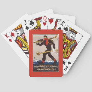 Loden Ski kleidet Skifahren-Anzeige-Plakat Spielkarten