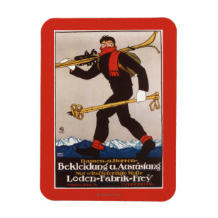 Loden Ski Kleidung Skiwerbung Poster Magnet