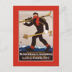Loden-Ski-Kleidung Skiwerbungsplakat Postkarte