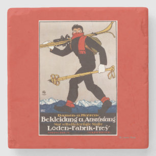 Loden-Ski-Kleidung Skiwerbungsplakat Steinuntersetzer