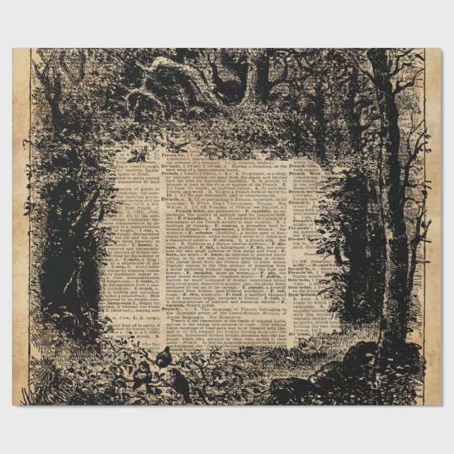 Lodernde bunte Feder-Wörterbuch-Buch-Collage Geschenkpapier (Flach)