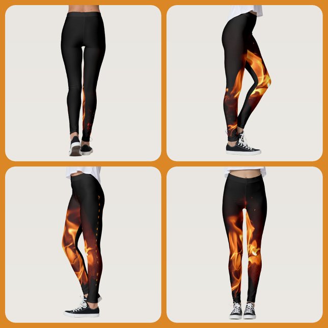 Lodernde Flammen auf Schwarz Leggings (Von Creator hochgeladen)