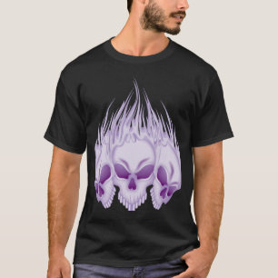 Lodernde lila Schädel T-Shirt