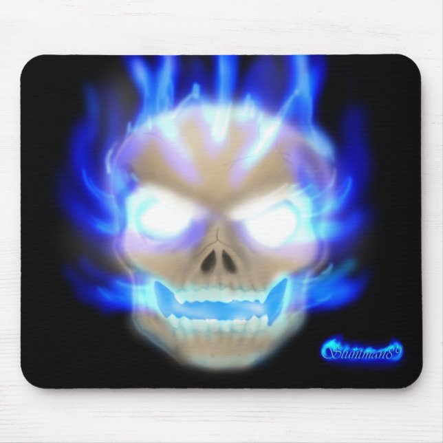 Lodernde Schädel-Mausunterlage 2 Mousepad (Vorne)