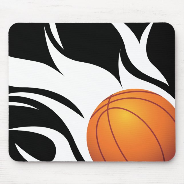 Lodernder Basketball Schwarzweiss Mousepad (Vorne)