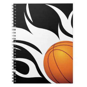Lodernder Basketball Schwarzweiss Notizblock