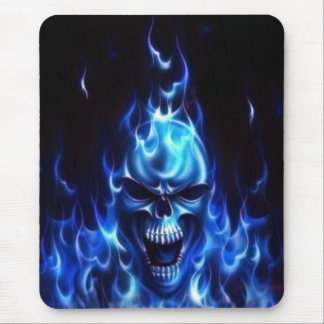 Lodernder blauer Schädel Mousepad