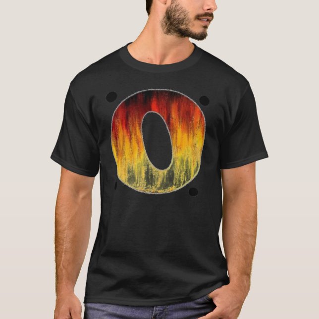 Lodernder Buchstabe O T-Shirt (Vorderseite)
