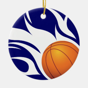 Loderndes Basketball-Blau und Weiß Keramikornament